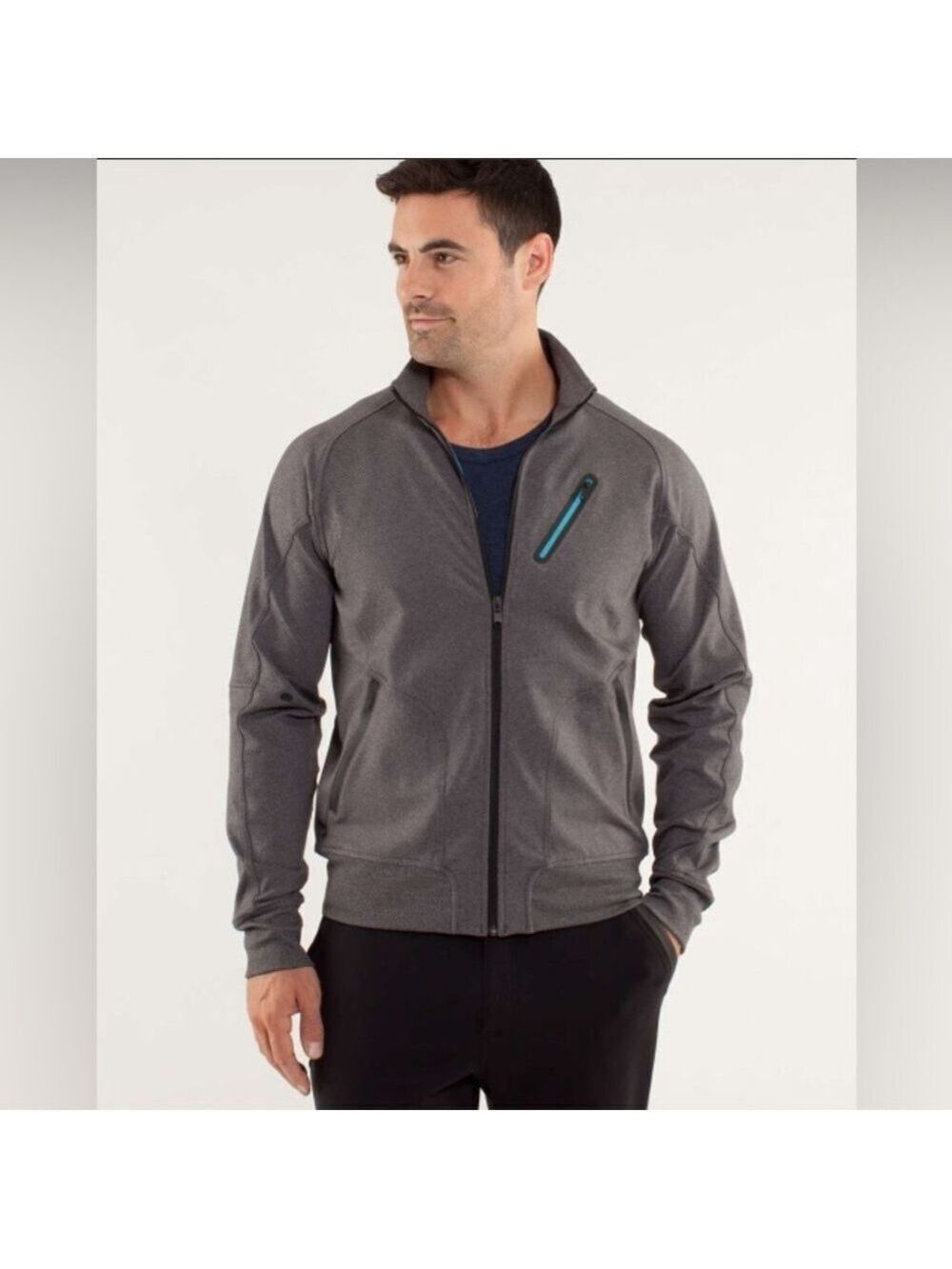Lululemon Men’s Trainer Jacket Track Full Zip in Heathered Soot Grey Sz Small